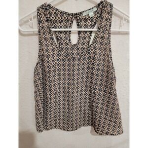Soprano Nordstrom Geometric Floral Racerback Tank Top Pink Navy Small NWT